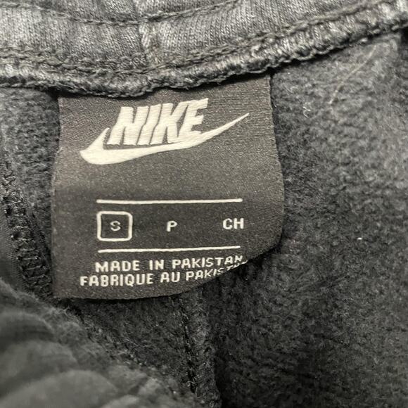 Nike Sweatpants Mens Small Black Fleece Joggers Drawstring Cuffed Swoosh Logo - Picture 3 of 4